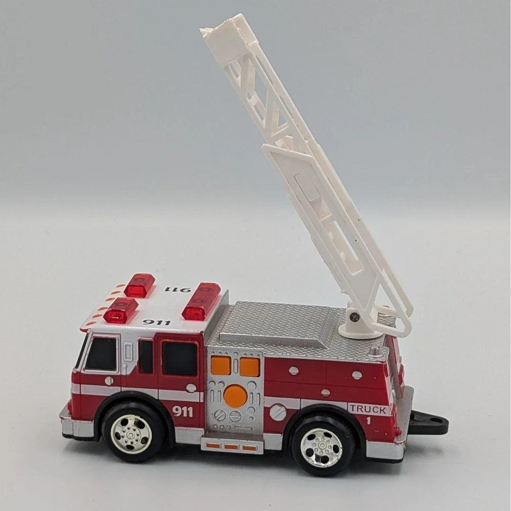 Maxx Action 911 Fire Truck Toy with Lights and Sounds Red Rescue Ladder Vehicle